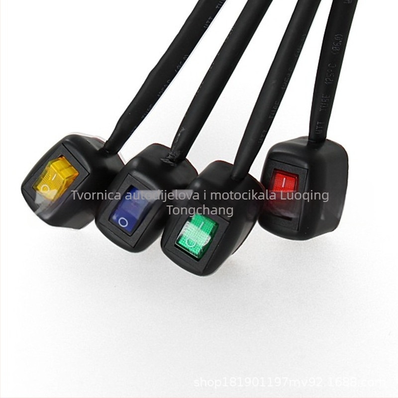 Automobilski prekidač s ljepilnom ugradnjom, oblik brodice, bez bušenja, kabel 60 cm, osvijetljeni prekidač