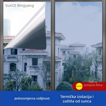 PET film za zaštitu od sunca i izolaciju, visoke propusnosti, samoljepljivi reflektirajući prozorski film, jednobojni dizajn za dnevnu sobu i balkon