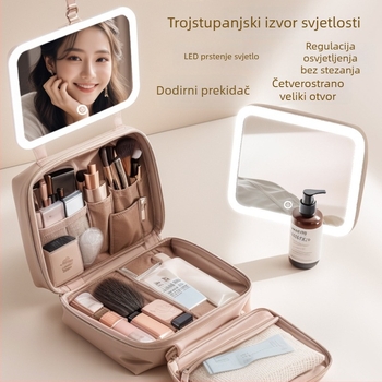 Putna kozmetička torbica s USB priključkom, vodootporna, razdvajanje suho-mokro, proširenje, PU materijal