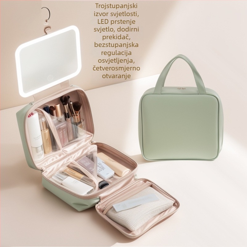 Putna kozmetička torbica s USB priključkom, vodootporna, razdvajanje suho-mokro, proširenje, PU materijal