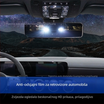 Film protiv zasljepljivanja za auto retrovizor, PET materijal, snažan adheziv, prilagodljiva prerada