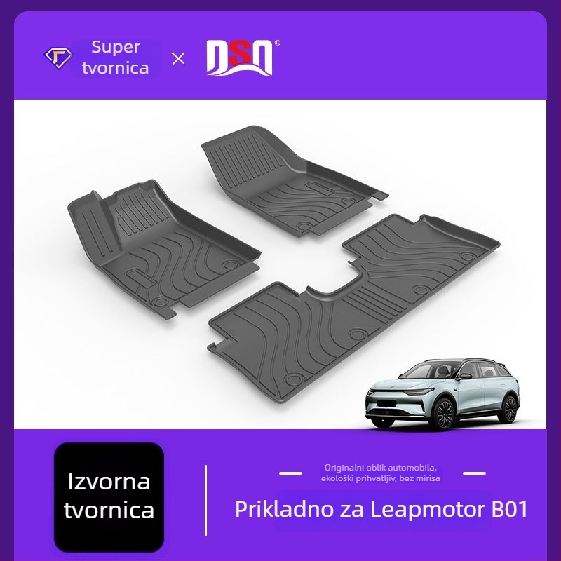 TPE automobilske podne prostirke Leapmotor B01, 2025 model, karbonski uzorak, bez mirisa