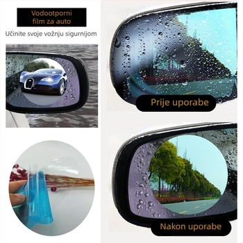 Folia za kišnu zaštitu retrovizora automobila - PET materijal, 0,12 mm debljina, 100% propusnost svjetla, Model FD00, Prilagođena obrada