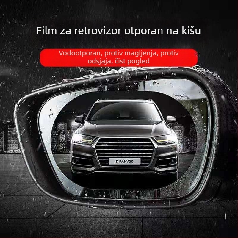 Film kiše za stražnji retrovizor automobila i bočne prozore, PET materijal, ljepilo u spreju, model 001, oblici kružni/ovalni/pravokutni