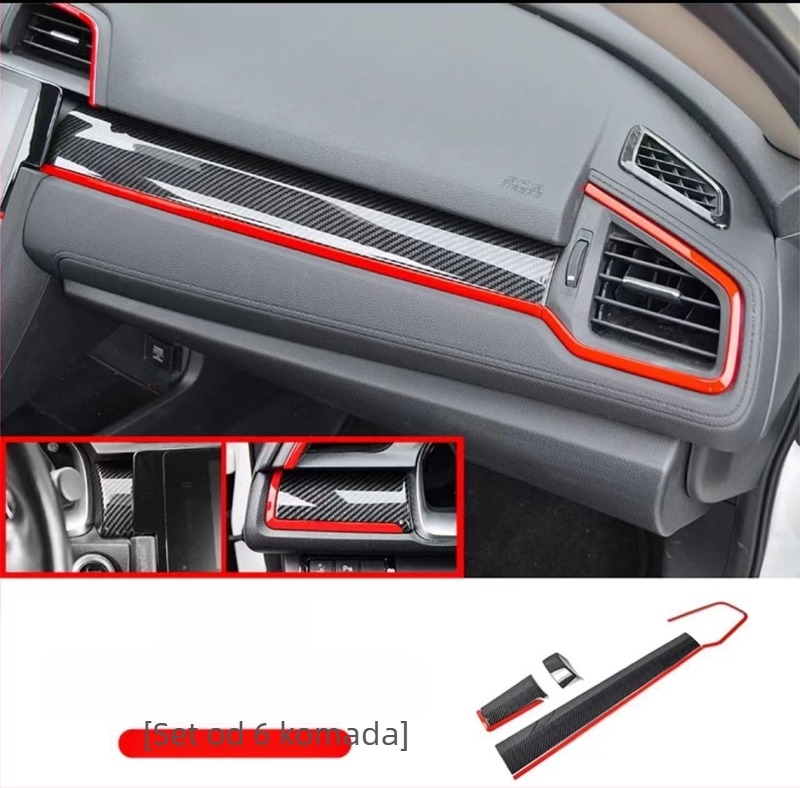 Dekorativni panel za izlaz zraka središnje konzole – izgled karbonskih vlakana, ABS, kompatibilan s Honda Civic 2016–2021, 10. generacija