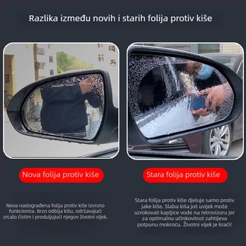 Film kiše za stražnje ogledalo i bočne prozore automobila, HD vodoodbojni, anti-zamućenje, nano vodootporan film