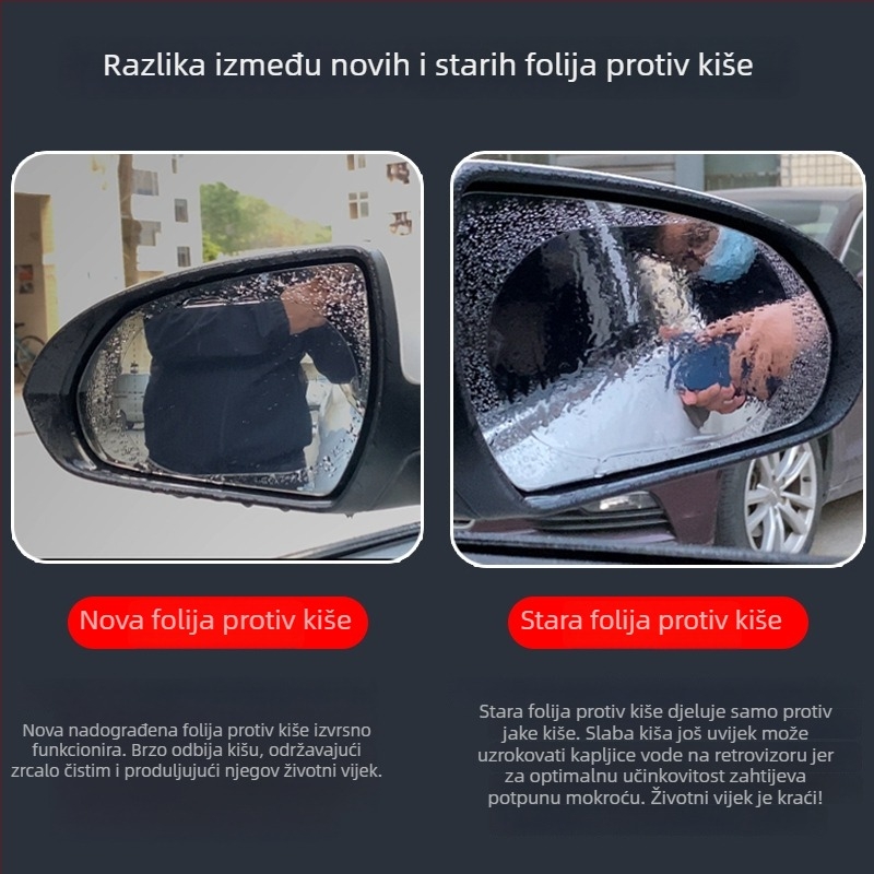 Film kiše za stražnje ogledalo i bočne prozore automobila, HD vodoodbojni, anti-zamućenje, nano vodootporan film