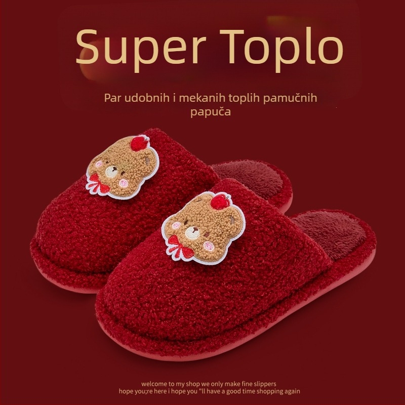 Papuče za kuću s denim gornjim dijelom, PVC đon, tople, Toe Cap dizajn