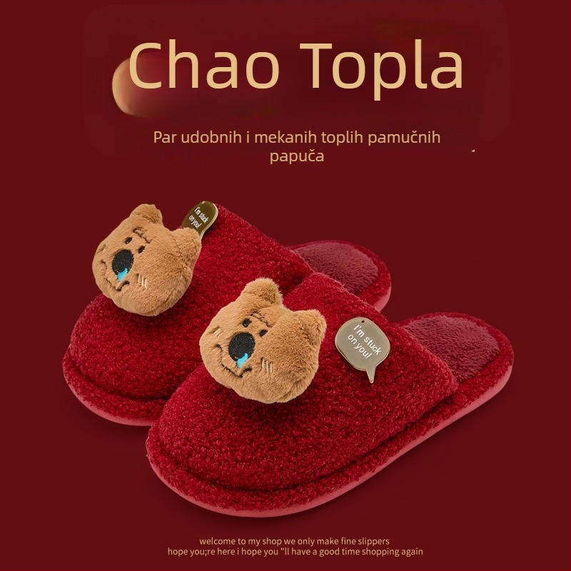 Papuče za kuću s denim gornjim dijelom, PVC đon, tople, Toe Cap dizajn