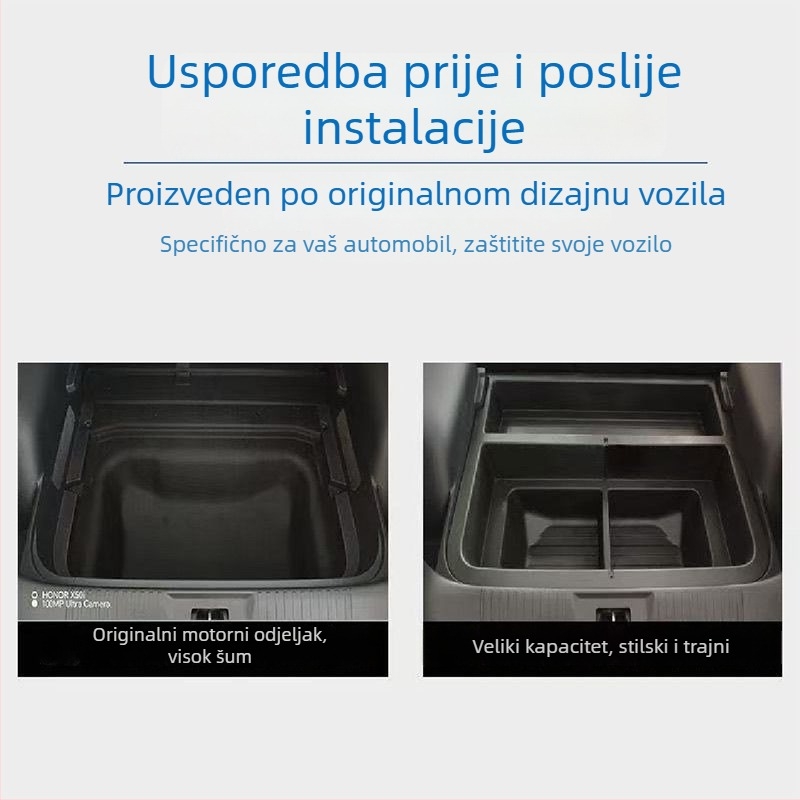 Kutija za pohranu automobila za stražnji prtljažnik (prozračna; prilagodba dostupna; ispis logotipa moguć; materijal: plastika)