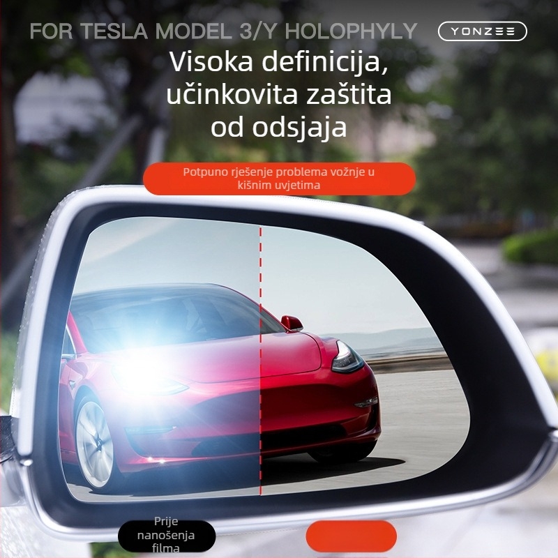 Film za auto retrovizor — vodootporan, nano protiv zamagljivanja, kompatibilan Tesla Model 3/Y