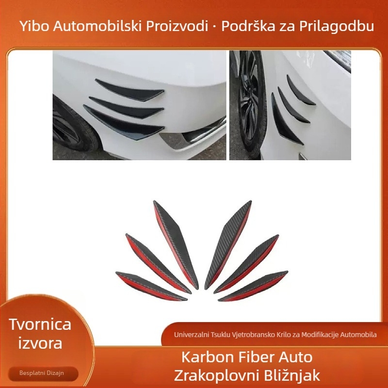 Karbonsko vlakno polukružno wind knife za automobil, univerzalna montaža, zaštita od sudara za branik, marka Yibo