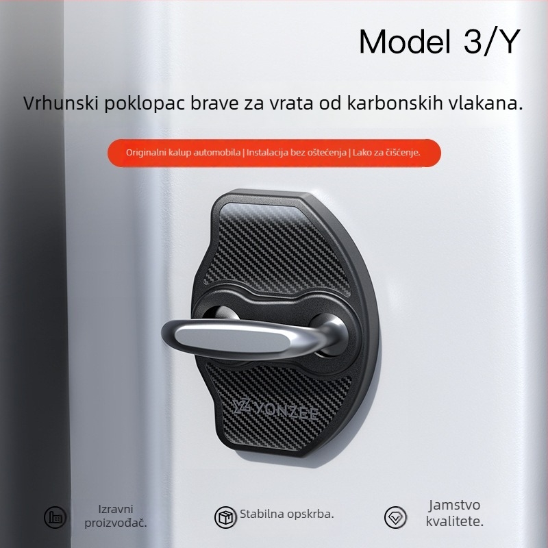 Tesla Model 3/Y/YL poklopac brave za vrata sa silikonskom amortizacijskom podlogom (YZ)