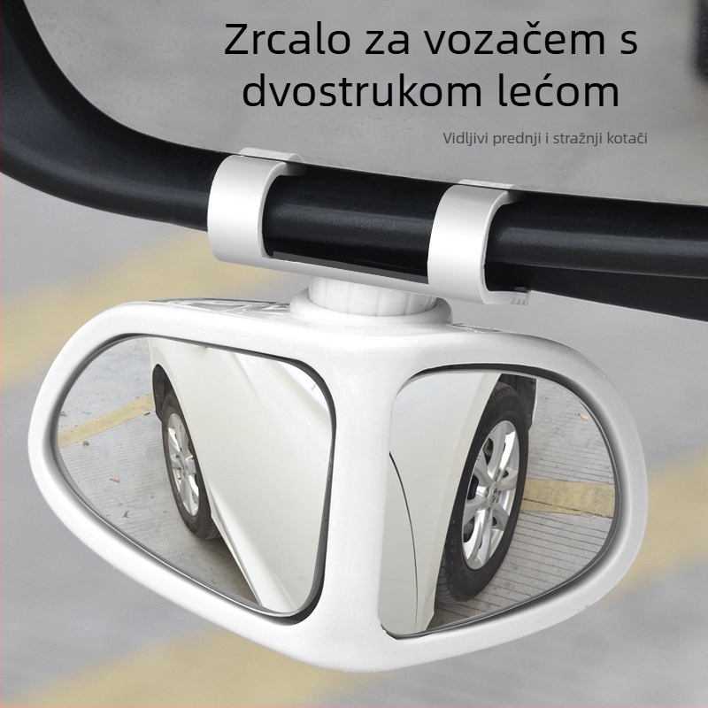 Auto malo kružno ogledalo – dvostruki prikaz, pomoćno retrovizor, 360° ogledalo za prednje mrtve kutove, ABS + staklena leća, model 251