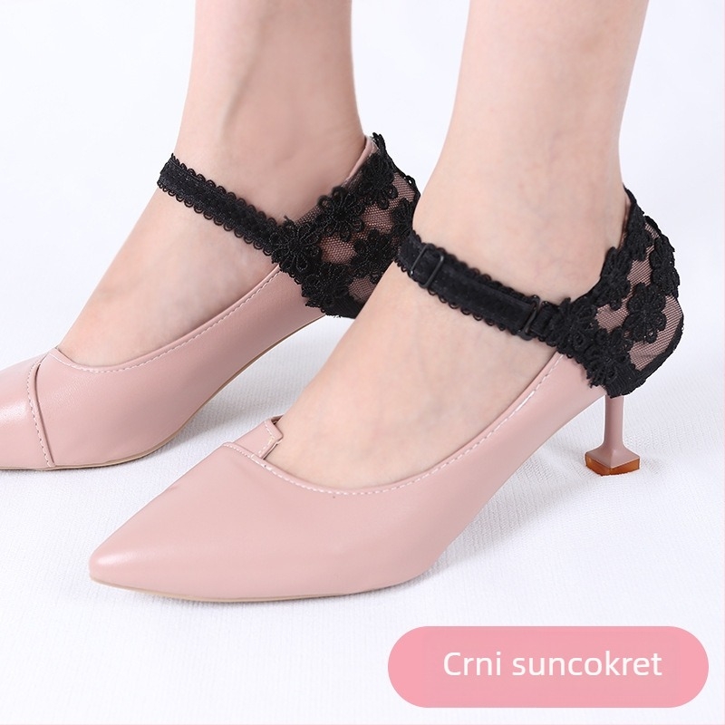 Dodatak za sprječavanje klizanja visokih potpetica s čipkastim cvjetnim pokrovom pete; Model 021; Stil Lace Sun bouquet vezice; Podesive dimenzije; Prikladno za tip obuće 21349034715