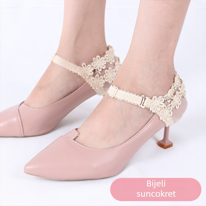 Dodatak za sprječavanje klizanja visokih potpetica s čipkastim cvjetnim pokrovom pete; Model 021; Stil Lace Sun bouquet vezice; Podesive dimenzije; Prikladno za tip obuće 21349034715
