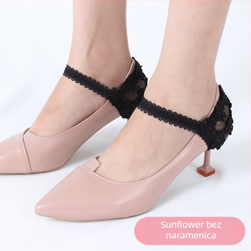 Dodatak za sprječavanje klizanja visokih potpetica s čipkastim cvjetnim pokrovom pete; Model 021; Stil Lace Sun bouquet vezice; Podesive dimenzije; Prikladno za tip obuće 21349034715