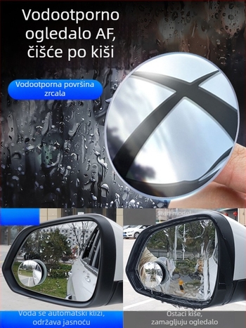 Set od 2 okrugla retrovizora, 360° rotacija, protiv magle, uključuje anti-magle sredstvo
