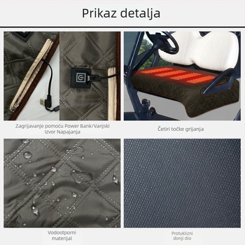Grijajući jastučić za golf kolica USB — plosni minimalistički dizajn, plišana površina, punilo od sintetičkih vlakana