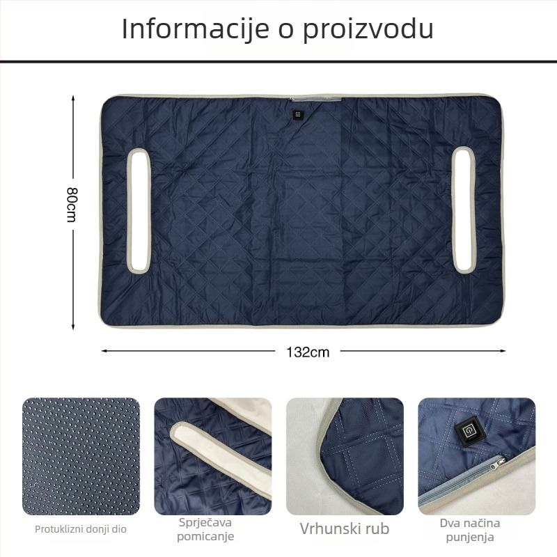 Grijajući jastučić za golf kolica USB — plosni minimalistički dizajn, plišana površina, punilo od sintetičkih vlakana