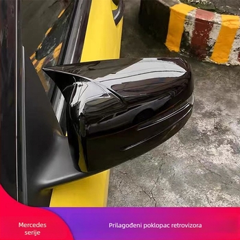 ABS poklop retrovizora za Mercedes CLA 2012–2017, piano crni karbonski uzorak, sigurno pristajanje