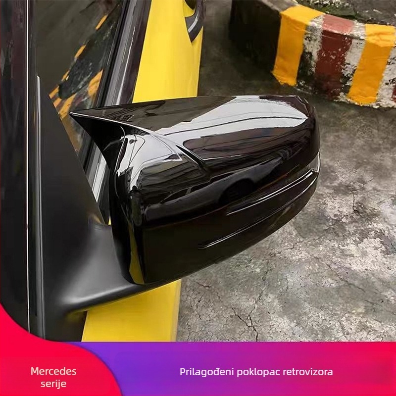 ABS poklop retrovizora za Mercedes CLA 2012–2017, piano crni karbonski uzorak, sigurno pristajanje