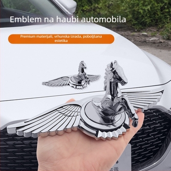Emblem poklopca motora od cinkovog legura - 3D uspravni znak konja, samoljepljivi automobilni logo