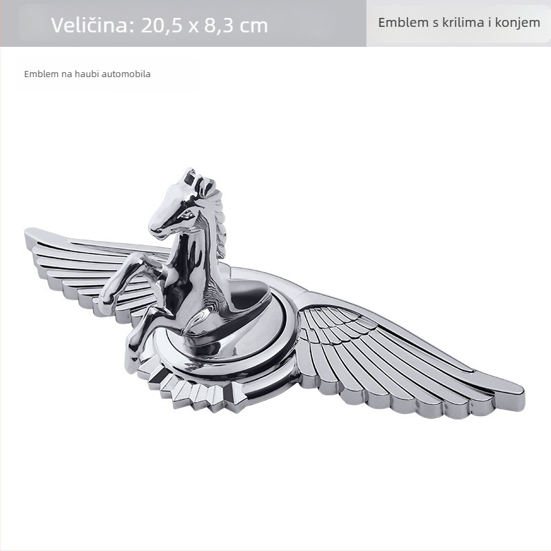 Emblem poklopca motora od cinkovog legura - 3D uspravni znak konja, samoljepljivi automobilni logo
