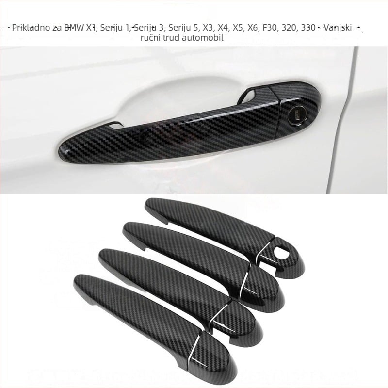 Naljepnice za poklop ručke vrata BMW X1/X3/X4 – karbonski uzorak, ABS materijal, kompatibilno s 12 modela BMW X1/X3/X4