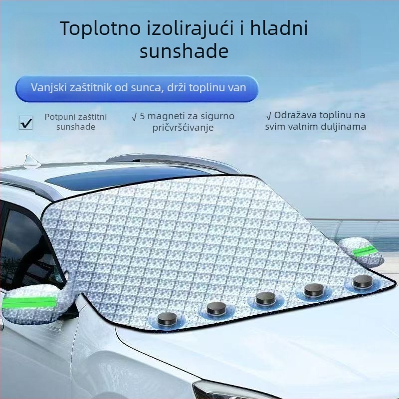 Pokrov prednjeg stakla automobila za snijeg od aluminijske folije, univerzalna prilagodba, prilagodljivo, marka Qingxiang