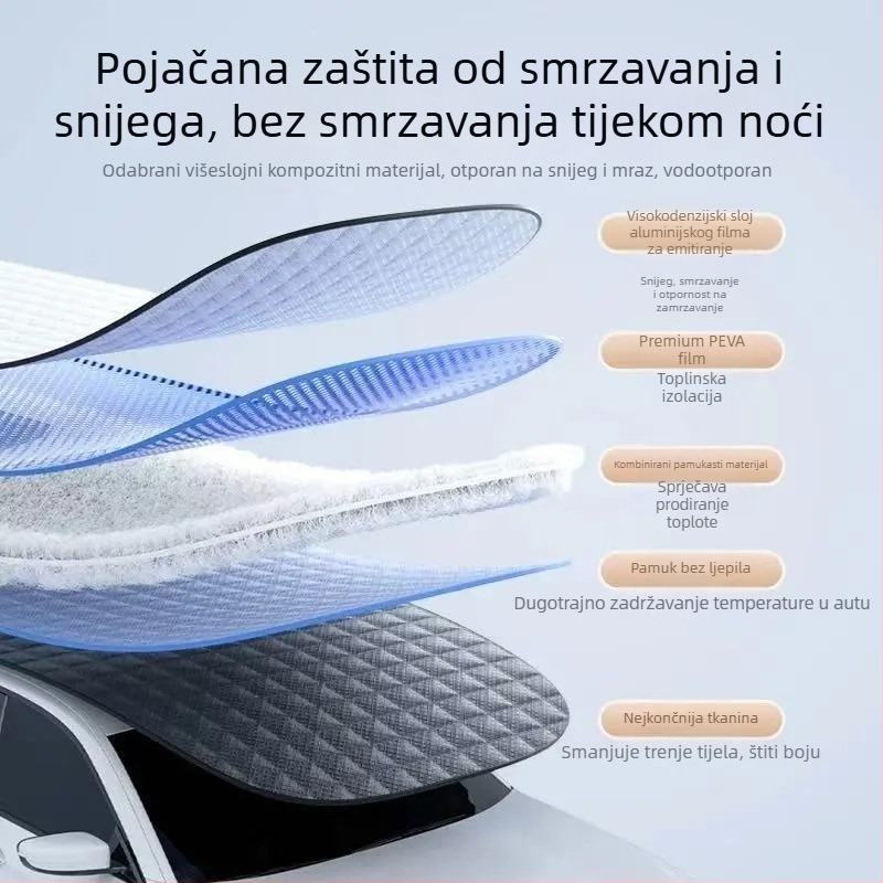 Univerzalni pokrov za prednje staklo automobila, aluminijska folija, debeli dizajn, ugrađena instalacija, zaštita od sunca i smrzavanja