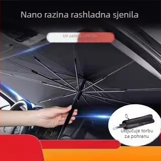 Prednji sjenilac za automobil – sklopivi štitnik od aluminijske folije sa čašicama za pričvršćenje, univerzalna kompatibilnost