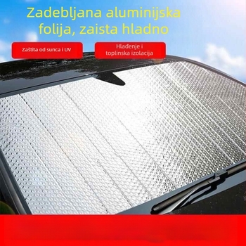 Prednji sjenilac za automobil – sklopivi štitnik od aluminijske folije sa čašicama za pričvršćenje, univerzalna kompatibilnost