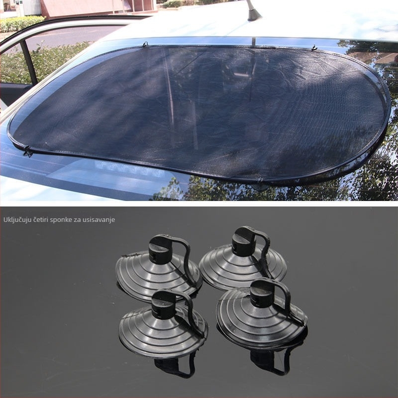 Auto sjenilo za stražnje staklo s usisnim čašicama, mrežasti materijal, toplinska izolacija, univerzalno, uzorak mreža
