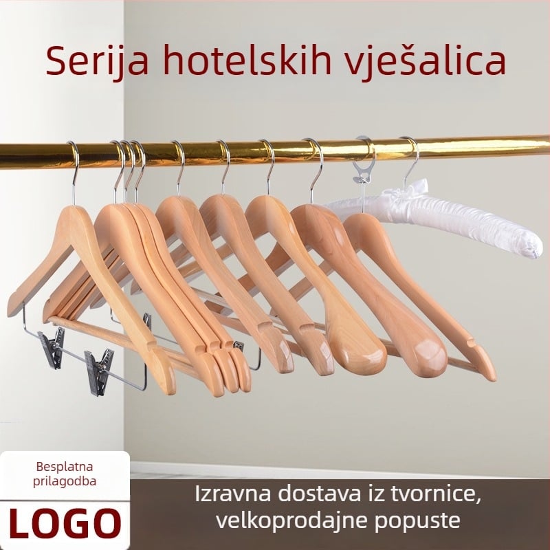 Drvena vješalica za odjeću, Stil Novi kineski stil, pogodna za odjeću, hlače i kravate, s mogućnošću prilagodbe, lansiranje proljeće 2022, kutija od 100 komada