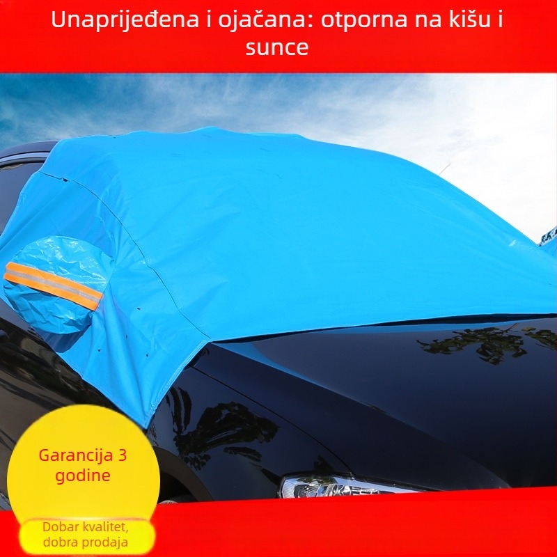Univerzalno pokrivalo za prednje staklo automobila za zaštitu od snijega i smrzavanja – magnetske kopče, višeslojni aluminijski film (jednostrani/dvostrani/tristrani) s tri prozora, Oxford plat quilt stil, minimalistički stil