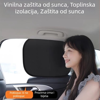 Automobilska sjenila za bočne prozore s elektrostatikom adhezijom; materijal: traka, PVC, čelična žica; ugradnja: statična naljepnica; tisak logotipa: dostupan; kompatibilnost: općenito; prilagodba: nije ponuđena