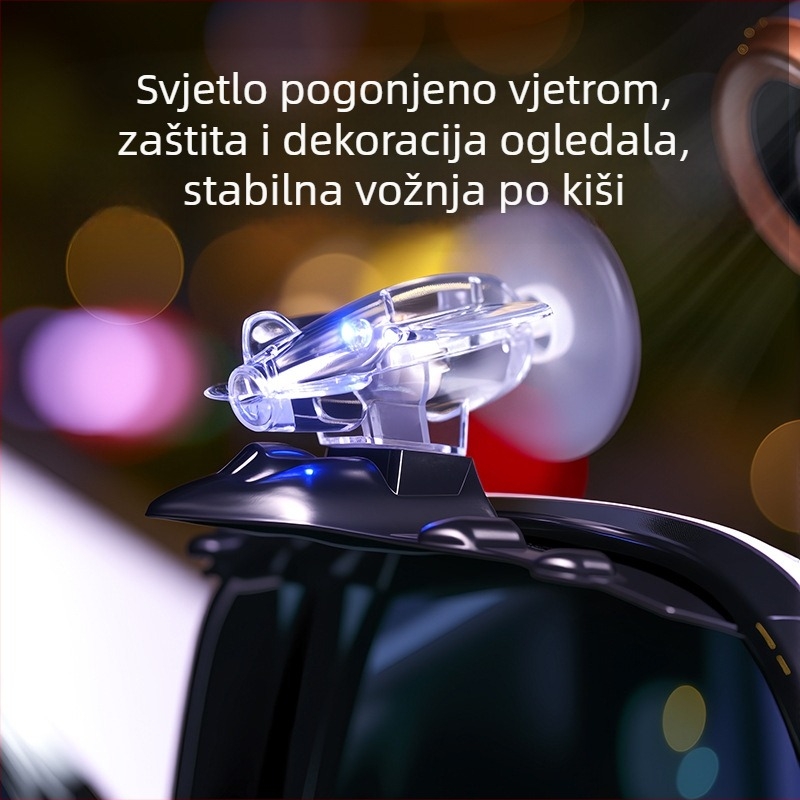 Vjetrovito pokretani svjetleći kišni štit za retrovizor automobila, reflektirajući kišni pokrov