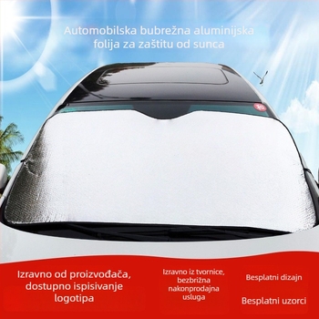 Univerzalni zaštitnik prednjeg stakla automobila od aluminijske folije, tiskanje logotipa, montaža usisnim čašicama