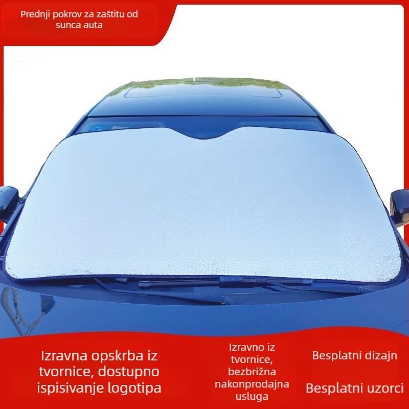 Univerzalni zaštitnik prednjeg stakla automobila od aluminijske folije, tiskanje logotipa, montaža usisnim čašicama