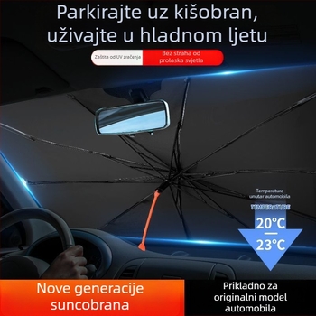 Auto sjenilo za prednje staklo i bočne prozore, aluminijska folija, teleskopska montaža, univerzalni model, jednostavan stil