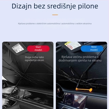 Auto sjenilo za prednje staklo i bočne prozore, aluminijska folija, teleskopska montaža, univerzalni model, jednostavan stil