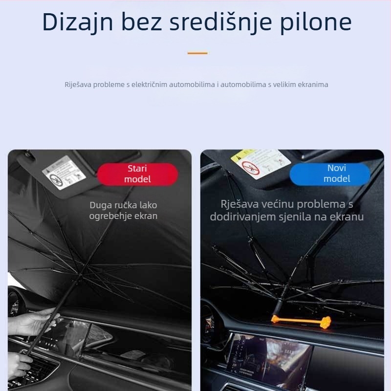 Auto sjenilo za prednje staklo i bočne prozore, aluminijska folija, teleskopska montaža, univerzalni model, jednostavan stil