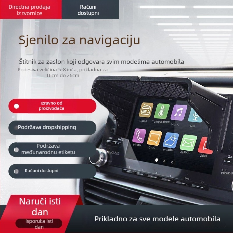 Auto GPS sjenilo s anti-refleksijskim zaslonom za vožnju unatrag, teleskopska ugradnja, univerzalna kompatibilnost