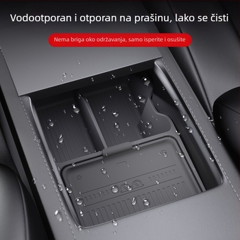 Tesla Model Y Kutija za skladištenje naslona za ruke – silikon, vodootporna, unutarnja montaža, prilagođena obrada, moguć otisak logotipa