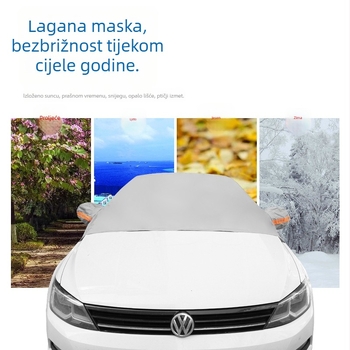 Pokrov za automobil protiv snijega za prednje staklo, PEVA s podlogom, univerzalni, montaža statičkim trakom, reflektirajućom trakom