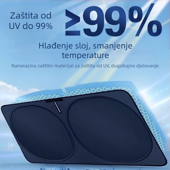 Auto suncobran za prednje staklo - Titanium Silver, ugradnja kartom, uzorak s logom marke, ispis logotipa, mogućnost prilagodbe