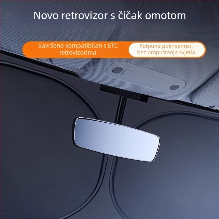 Auto suncobran za prednje staklo - Titanium Silver, ugradnja kartom, uzorak s logom marke, ispis logotipa, mogućnost prilagodbe