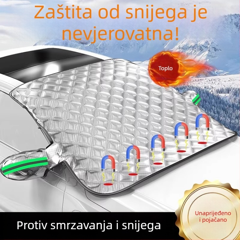 Pokrov prednjeg stakla automobila – zaštita od snijega i leda, aluminijska folija, ugradnja klipsom, universalna kompatibilnost, debeli dizajn, E18
