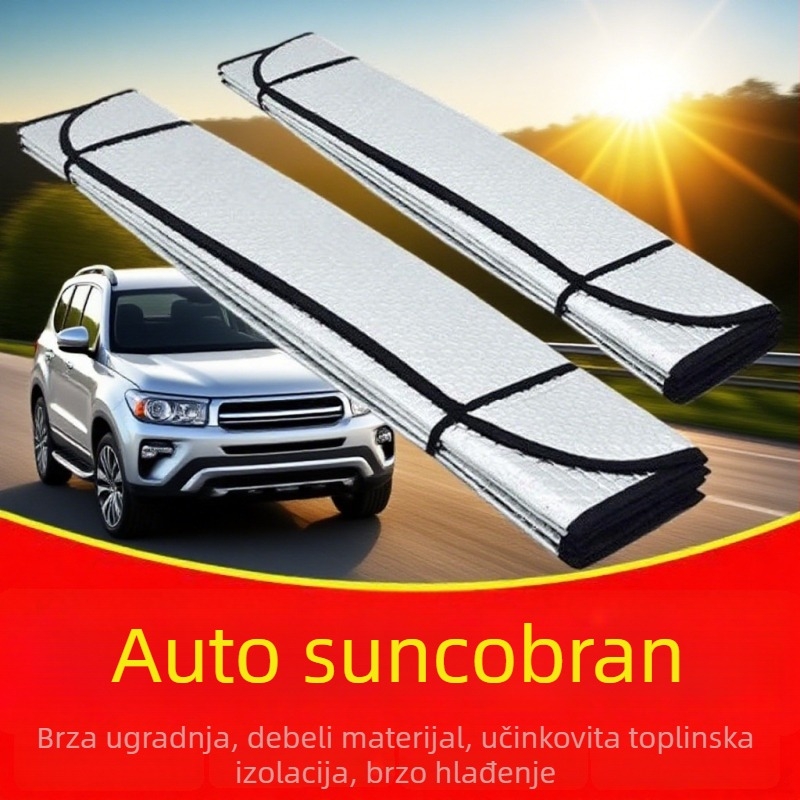 Univerzalna sjenila za auto za prednje staklo, izolacija aluminijskom folijom, pričvršćivanje vakuumskom kopčom, mogućnost tiskanja logotipa